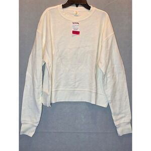 Soft As A Grape Womens Cream White Waffle Knit Thermal Top Cotton Small NWT